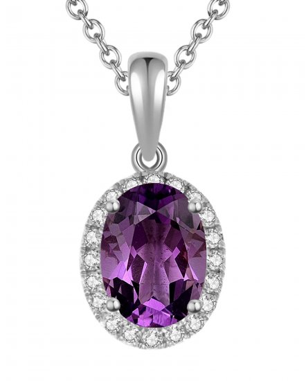 OVAL COLORED STONE DIAMOND PENDANT (VP294)